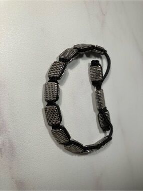 Men’s adjustable Bracelet - Textured Rectangular Links in stainless steel